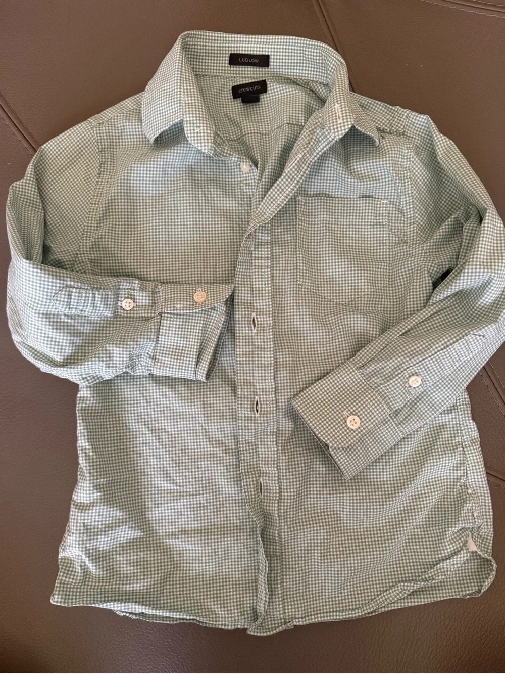 4T crewcuts green check button up toddler boys shirt with pocket